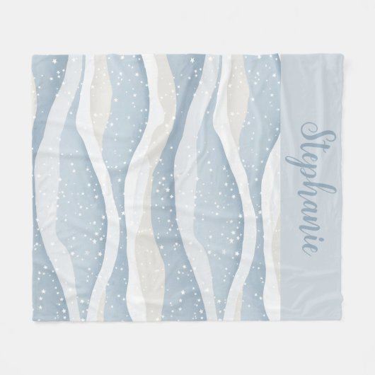 Blue Winter Snowfall Wave Personalized Pattern Fleece Deken (Voorkant (Horizontaal))