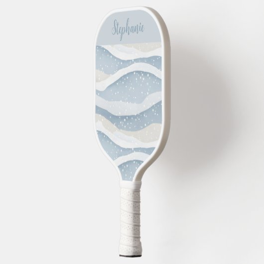 Blue Winter Snowfall Wave Personalized Pattern Pickleball Paddle (Links)