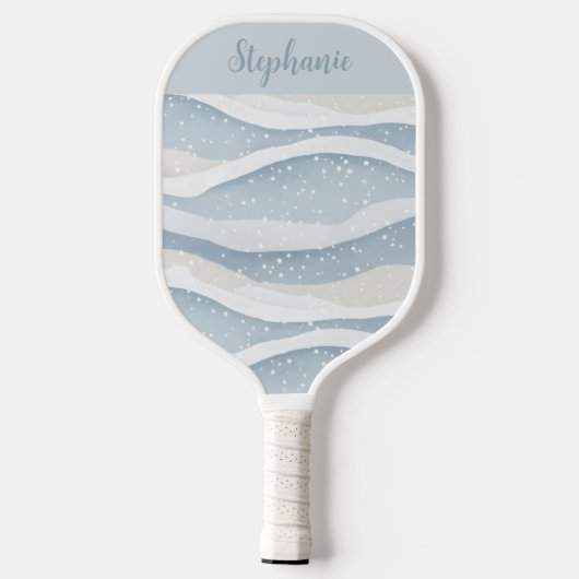 Blue Winter Snowfall Wave Personalized Pattern Pickleball Paddle (Achterkant)