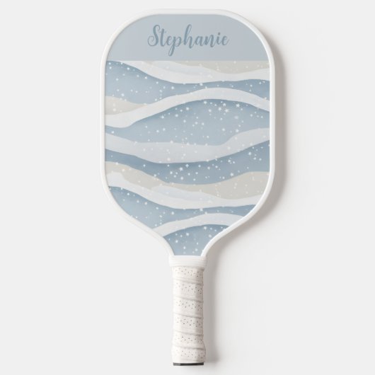 Blue Winter Snowfall Wave Personalized Pattern Pickleball Paddle (Voorkant)