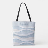 Blue Winter Snowfall Wave Personalized Pattern Tote Bag (Achterkant)
