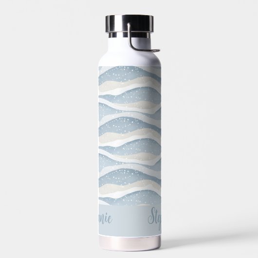Blue Winter  Snowfall Wave Personalized Pattern Waterfles (Links)