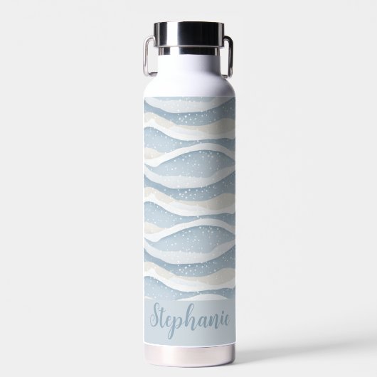 Blue Winter  Snowfall Wave Personalized Pattern Waterfles (Voorkant)