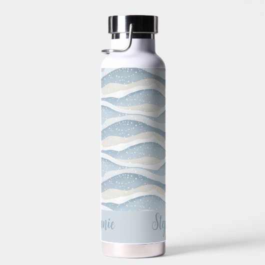 Blue Winter  Snowfall Wave Personalized Pattern Waterfles (Rechts)