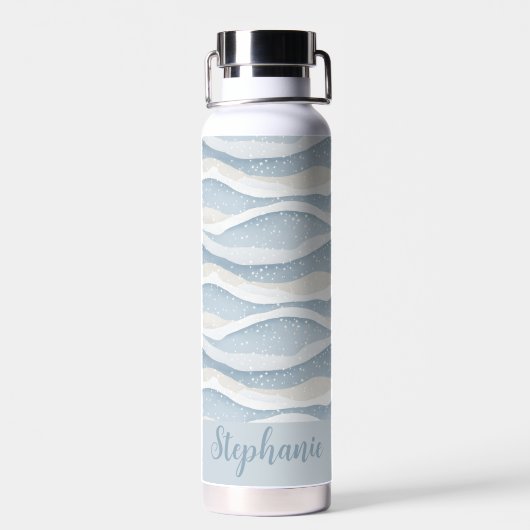 Blue Winter  Snowfall Wave Personalized Pattern Waterfles (Achterkant)