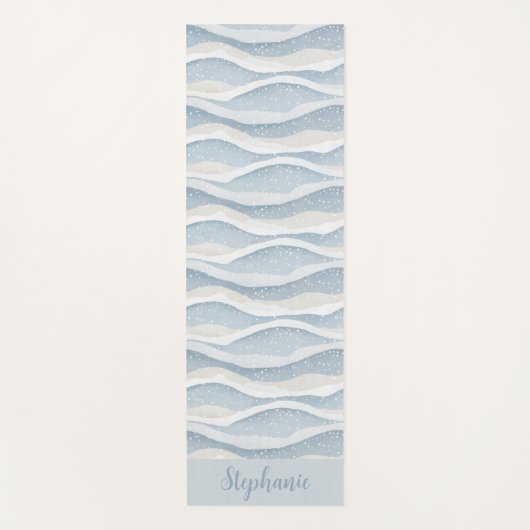 Blue Winter Snowfall Wave Personalized Pattern Yogamat (Voorkant)