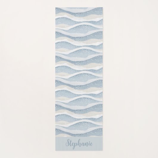 Blue Winter Snowfall Wave Personalized Pattern Yogamat (Achterkant)