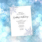 Blue Winter Snowflake Birthday Party Kaart