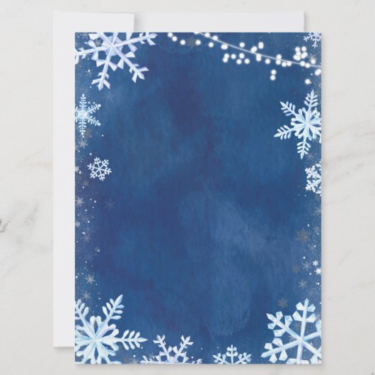 Blue Winter Snowflake Birthday - uitnodiging (Achterkant)
