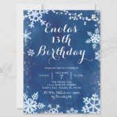 Blue Winter Snowflake Birthday - uitnodiging (Voorkant)