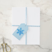 Blue Winter Snowflake Cadeaulabel (Met Touw)