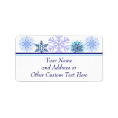 Blue Winter Snowflake Custom Holiday Address Etiket (Voorkant)