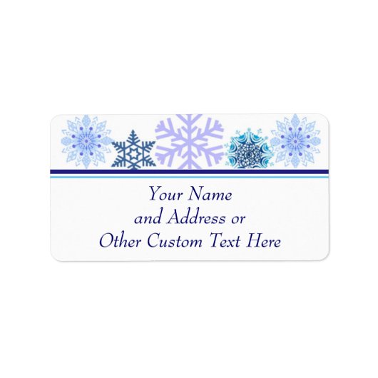 Blue Winter Snowflake Custom Holiday Address Etiket (Voorkant)
