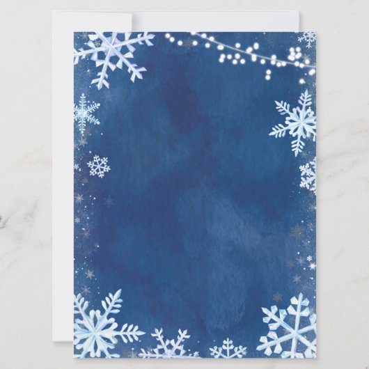 Blue Winter Snowflake First Birthday Invitation Kaart (Achterkant)