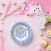 Blue Winter Snowflake Lace Edge Papieren Kommen (Feest)