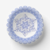 Blue Winter Snowflake Lace Edge Papieren Kommen (Voorkant)