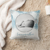 Blue Winter Snowflake Persoonlijke Baby foto Kussen (Deken)