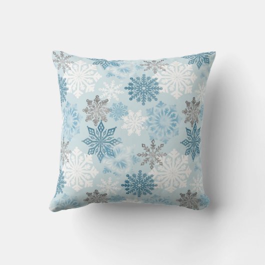 Blue Winter Snowflake Persoonlijke Baby foto Kussen (Achterkant)