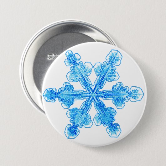 Blue Winter Snowflake Ronde Button 7,6 Cm (Voorkant /achterkant)