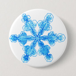 Blue Winter Snowflake Ronde Button 7,6 Cm