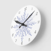 Blue Winter Snowflake Ronde Klok (Hoek)