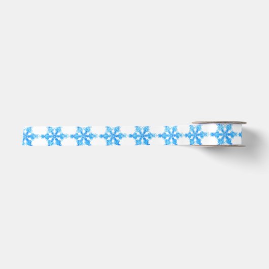 Blue Winter Snowflake Satijnen Lint (Voorkant)