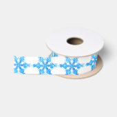 Blue Winter Snowflake Satijnen Lint (Spoel)