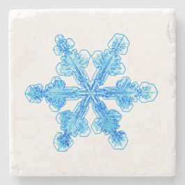 Blue Winter Snowflake Stenen Onderzetter