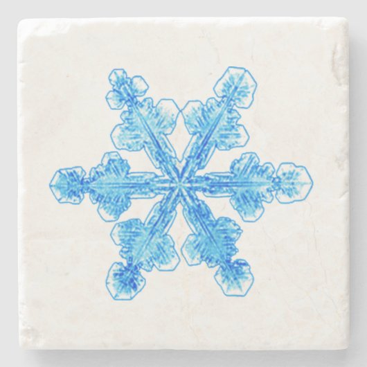Blue Winter Snowflake Stenen Onderzetter (Voorkant)