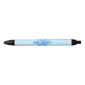 Blue Winter Snowflake Zwarte Inkt Pen (Voorkant)