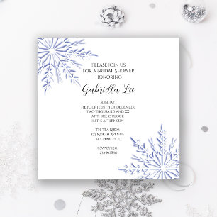 Blue Winter Snowflakes Bridal Shower Invitation Kaart
