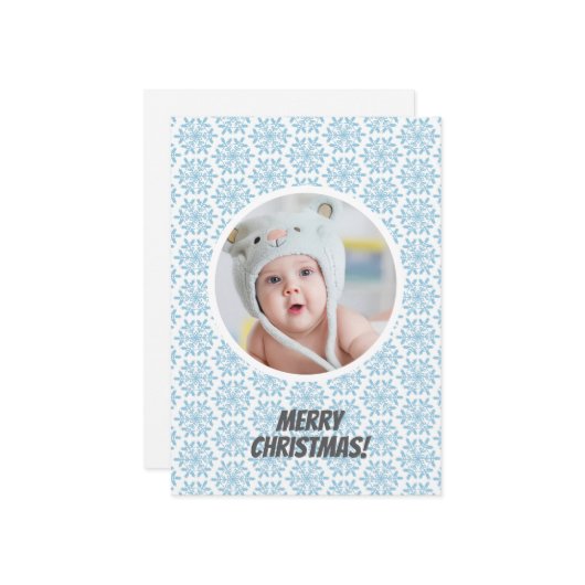 Blue Winter Snowflakes Christmas Flat Holiday Kaar Feestdagenkaart (Voorkant / Achterkant in situ)