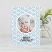 Blue Winter Snowflakes Christmas Flat Holiday Kaar Feestdagenkaart (Staand voorkant)