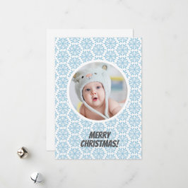 Blue Winter Snowflakes Christmas Flat Holiday Kaar Feestdagenkaart
