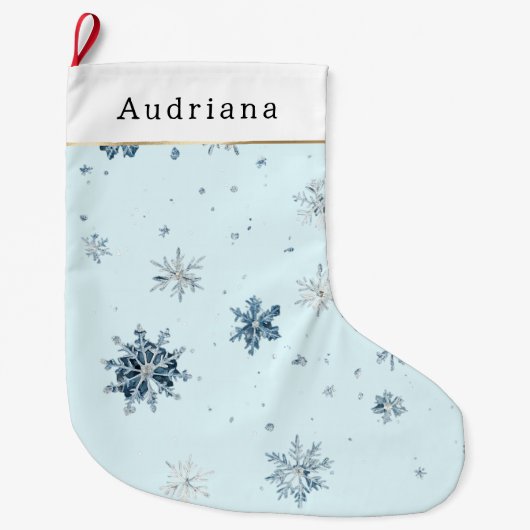 Blue Winter Snowflakes   Grote Kerstsok (Voorkant)