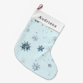 Blue Winter Snowflakes   Grote Kerstsok (Voorkant (Hangend))