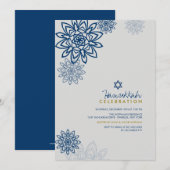Blue Winter Snowflakes Hanukkah Celebration Party Kaart (Voorkant / Achterkant)