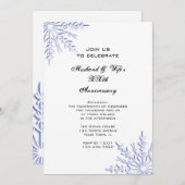 Blue Winter Snowflakes Jubileum Party Invite Kaart (Voorkant / Achterkant)