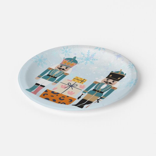 Blue Winter Snowflakes Notenkraker Baby shower Papieren Bordje (Gekanteld)