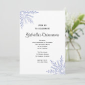 Blue Winter Snowflakes Quinceanera Uitnodiging (Staand voorkant)