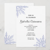 Blue Winter Snowflakes Quinceanera Uitnodiging (Voorkant / Achterkant)