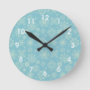 Blue Winter Snowflakes Wall klok