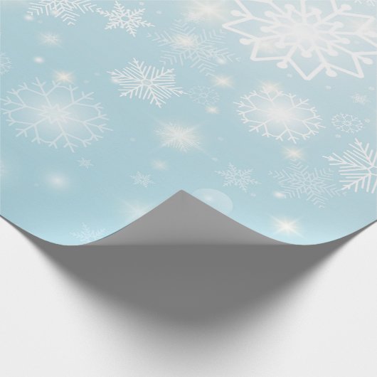Blue winter snowflakes wrapping paper roll cadeaupapier (Hoek)