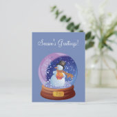 Blue Winter Snowglobe Custom Holiday Briefkaart (Staand voorkant)