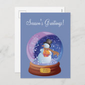 Blue Winter Snowglobe Custom Holiday Briefkaart (Voorkant / Achterkant)