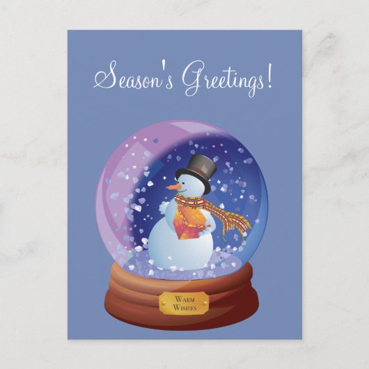 Blue Winter Snowglobe Custom Holiday Briefkaart (Voorkant)