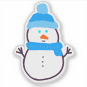 Blue Winter Snowman Sticker (Voorkant)