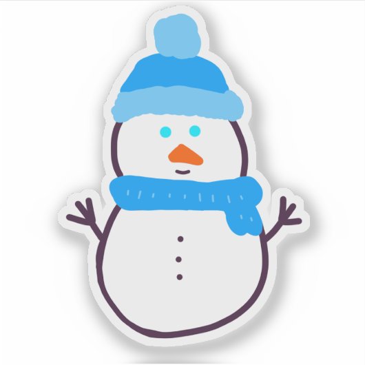 Blue Winter Snowman Sticker (Voorkant)