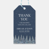 Blue Winter Snowy Forest Wedding Thank You Cadeaulabel (Voorkant)