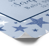 Blue Winter Star Penguin Baby shower Welkom Poster (Hoek)